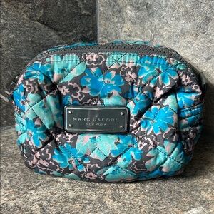 Marc Jacobs Blue and Black Floral Quilted Cosmetic Case